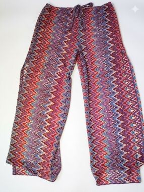 Becca Br Rebecca Virtue Wide Leg Rainbow Swim Coverup Pants Crochet Large Nwt